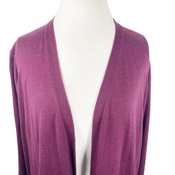 Chicos Red Wine Open Cardigan Long Length Touch of Cashmere Size 3 = XL NEW - Picture 8 of 10